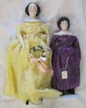 TWO CHINA SHOULDER-HEAD DOLLS