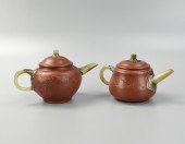 TWO CHINES ZHISHA TEAPOTS W/ J