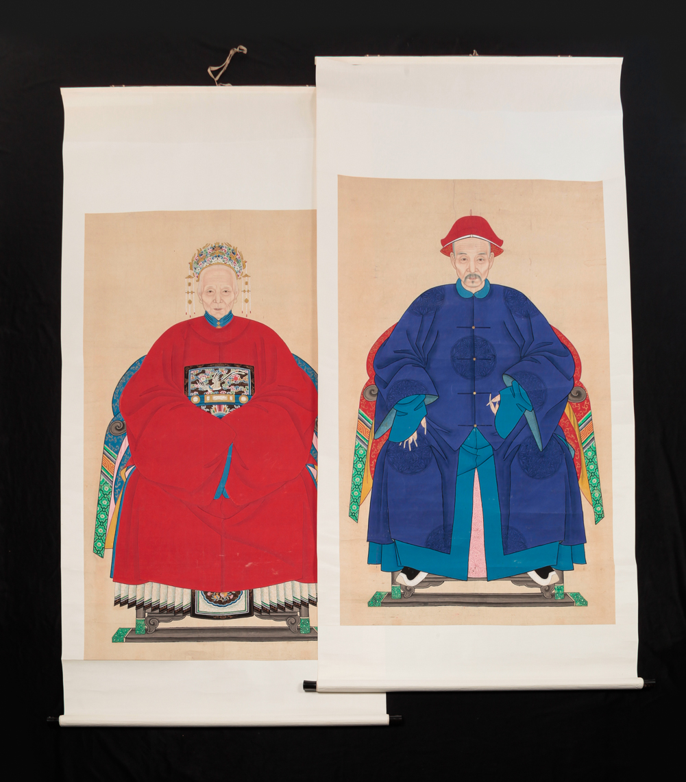 TWO CHINESE ANCESTOR SCROLLS. First