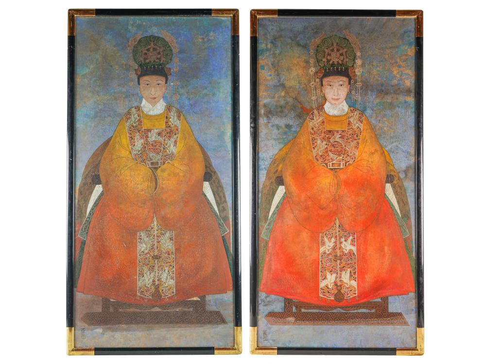 TWO CHINESE ANCESTRAL PORTRAITSeach