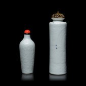 Two Chinese Anhua White Glazed