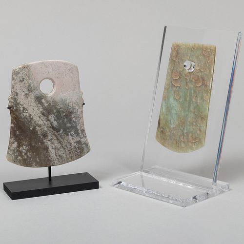 TWO CHINESE ARCHAISTIC HARDSTONE