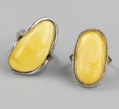 TWO CHINESE BEESWAX SLILVER RI