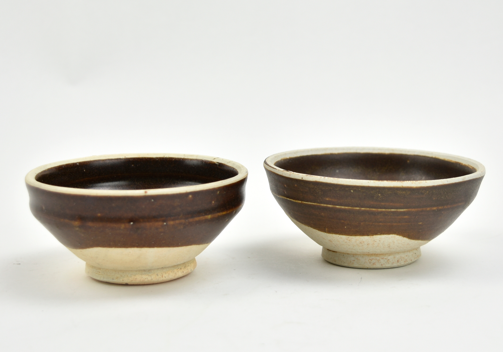 TWO CHINESE BLACK GLAZED WHITE