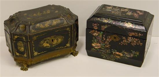 Two Chinese black lacquer boxes