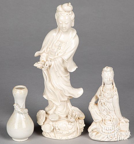 TWO CHINESE BLANC DE CHIN FIGURES