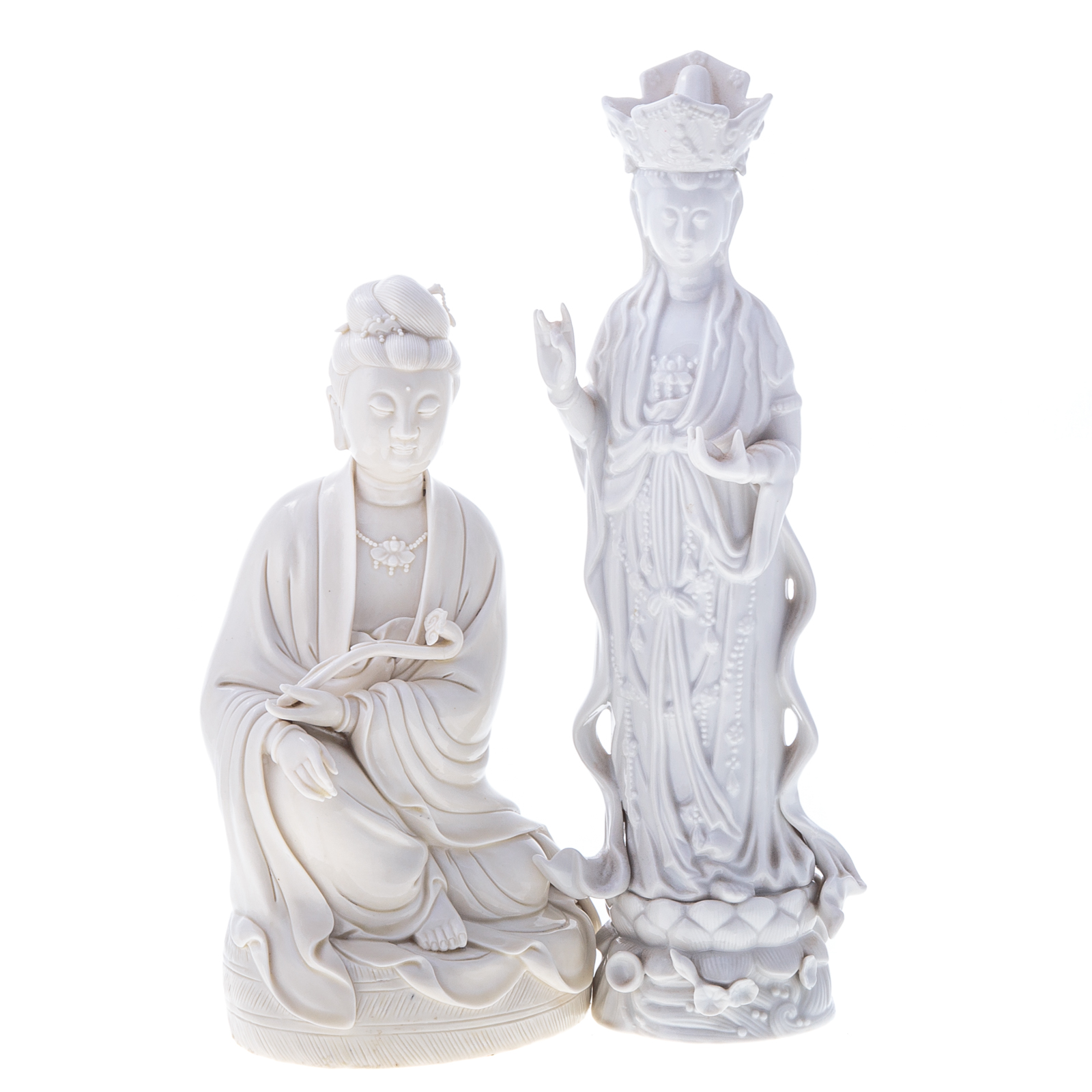 TWO CHINESE BLANC DE CHINE QUAN YIN