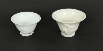 Two Chinese blanc de chine libation