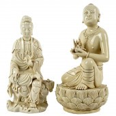 TWO CHINESE BLANC DE CHINE POR