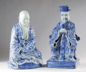 TWO CHINESE BLUE AND WHITE POR
