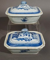 TWO CHINESE BLUE AND WHITE CAN