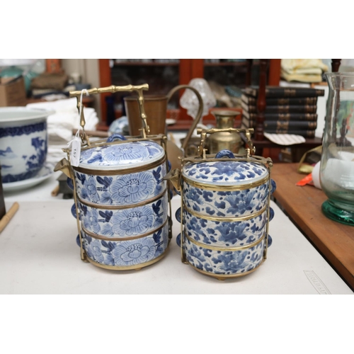 Two Chinese blue and white tiered