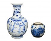 TWO CHINESE BLUE AND WHITE POR