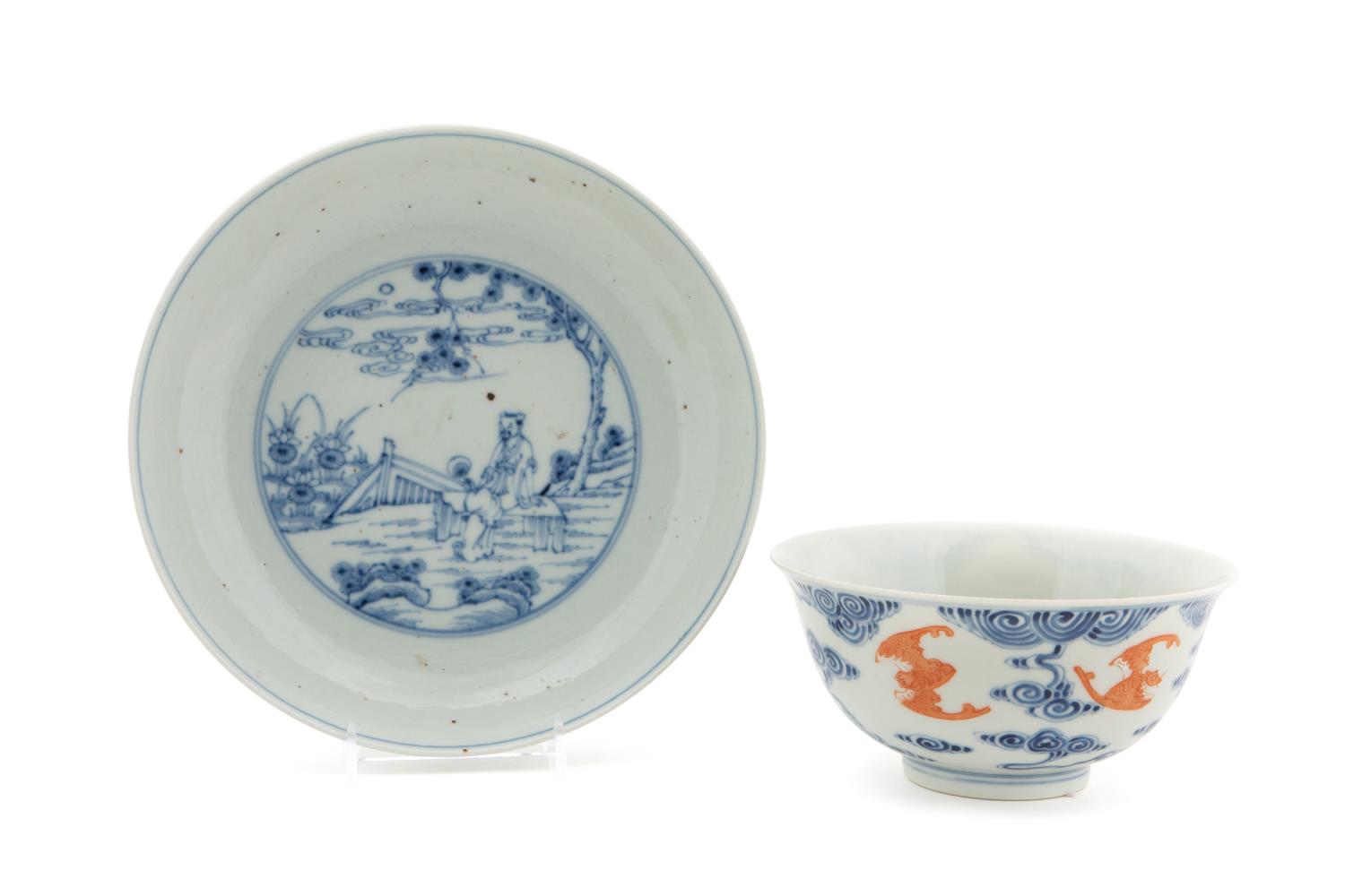 TWO CHINESE BLUE AND WHITE BOWLS