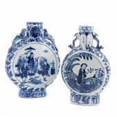 TWO CHINESE BLUE AND WHITE MOO