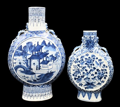 TWO CHINESE BLUE AND WHITE MOON