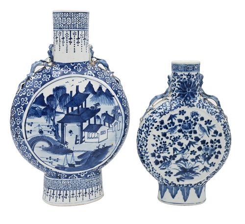 TWO CHINESE BLUE AND WHITE MOON