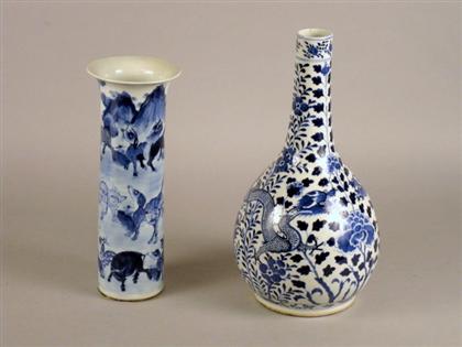 Two Chinese blue and white vases