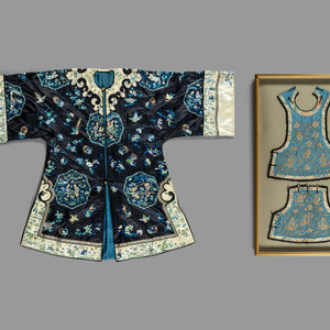 Two Chinese Blue Ground Silk