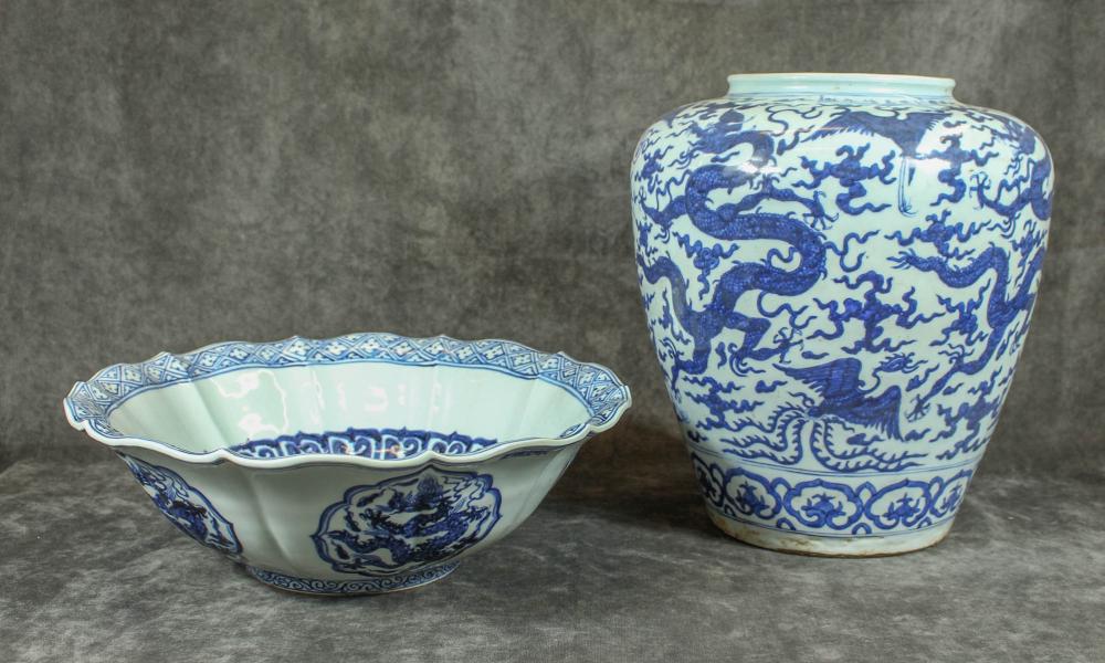 TWO CHINESE BLUE UNDERGLAZE
