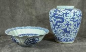 TWO CHINESE BLUE UNDERGLAZE PO