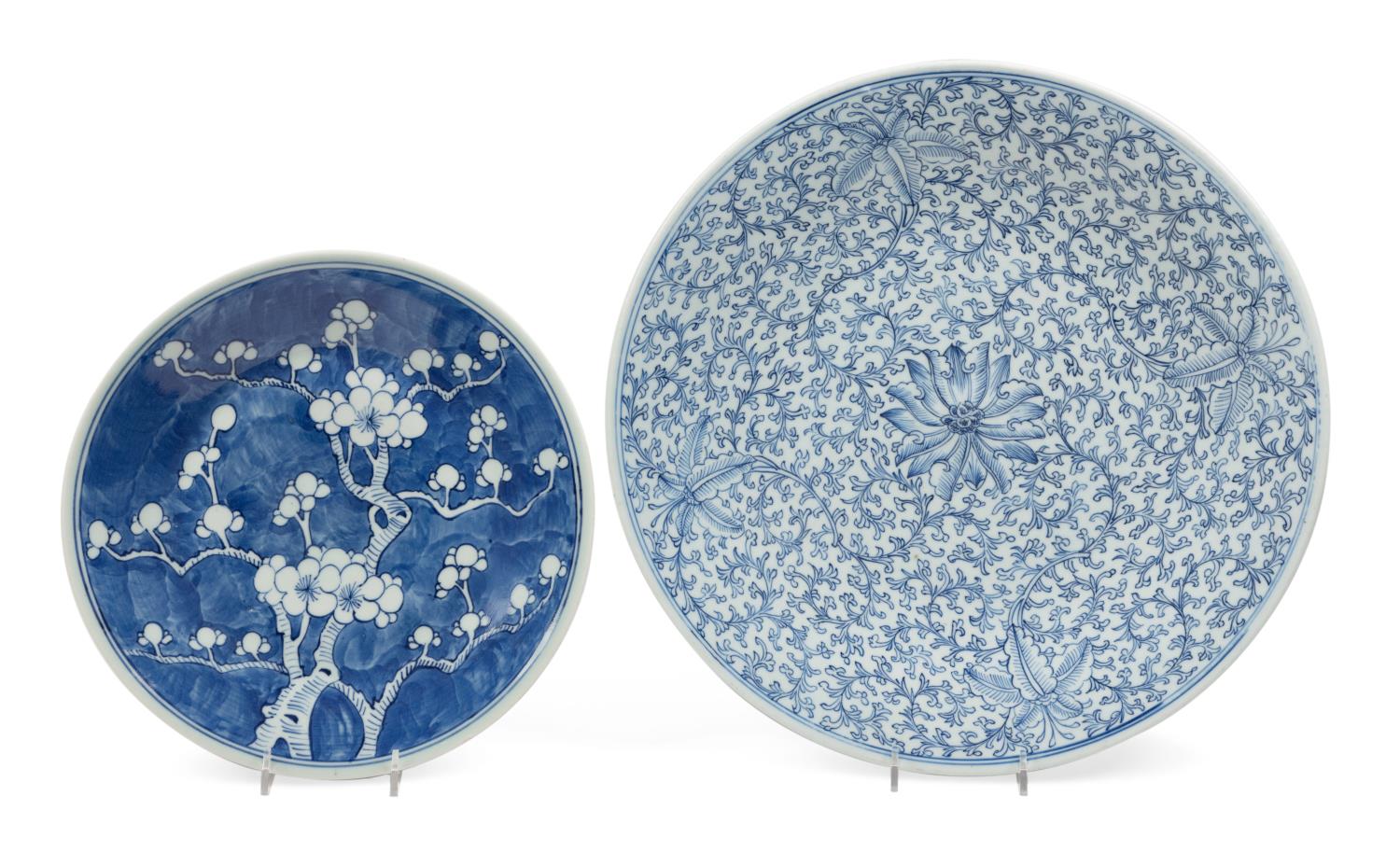 TWO CHINESE BLUE & WHITE FLORAL