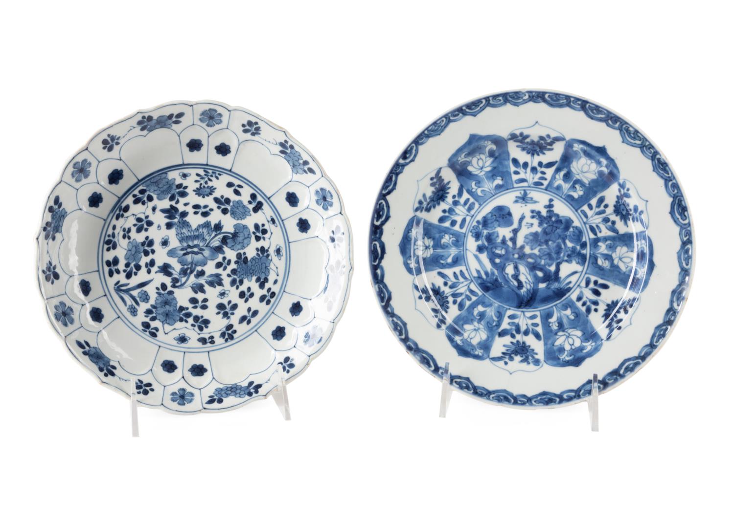 TWO CHINESE BLUE & WHITE PLATES,