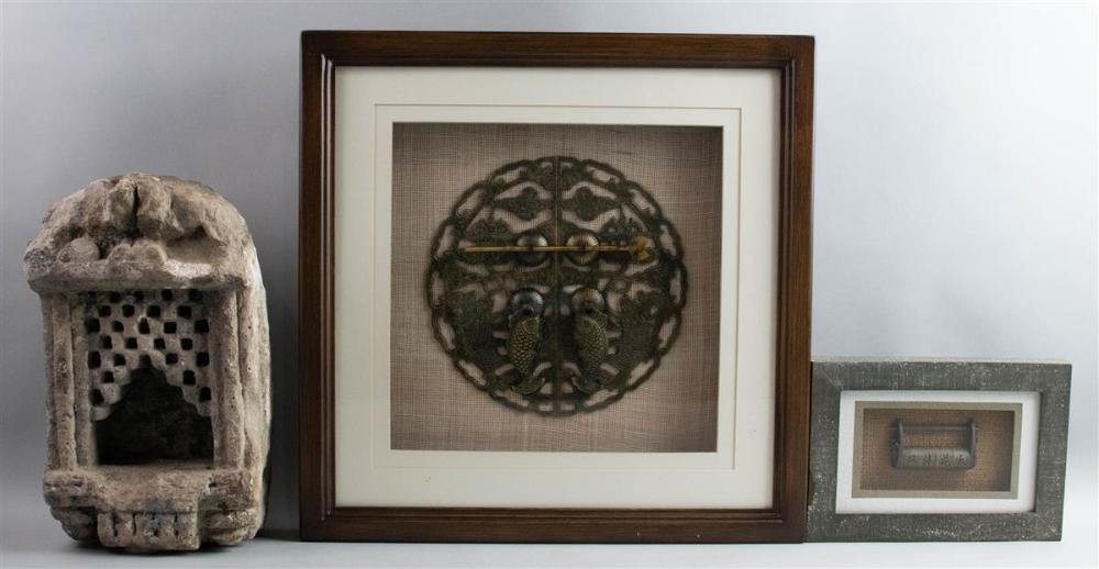 TWO CHINESE BRASS MOUNTINGS IN