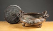 TWO CHINESE BRONZE ARTICLES: A