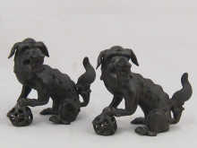 Two Chinese bronze dogs of Fo