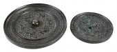 TWO CHINESE BRONZE HAND MIRROR