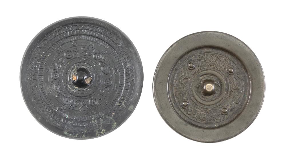 TWO CHINESE BRONZE MIRRORS 19TH