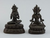 TWO CHINESE BRONZE TARA SCULPT