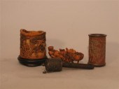 Two Chinese brushpots, coupe,