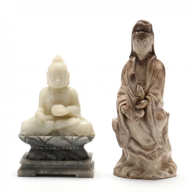 TWO CHINESE BUDDHIST SCULPTURES