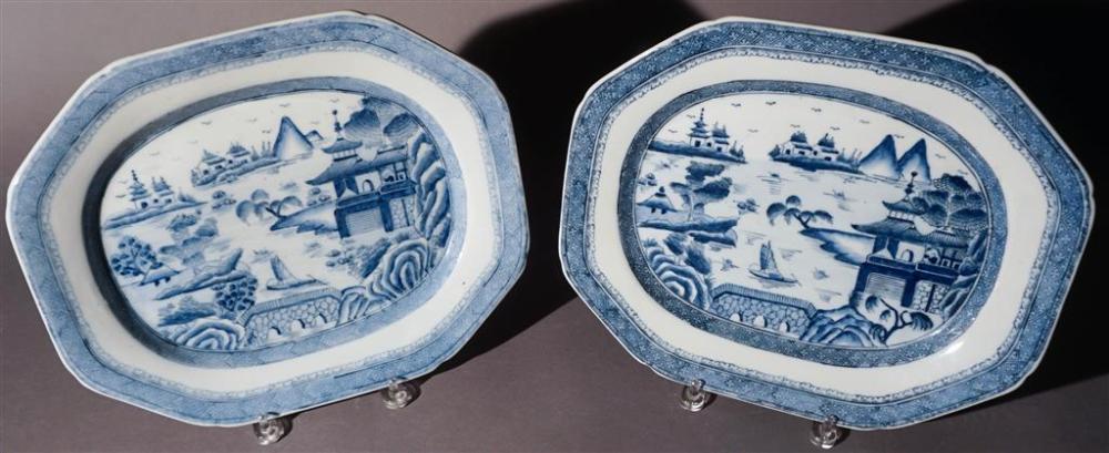TWO CHINESE 'CANTON' BLUE AND WHITE