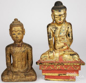 TWO CHINESE CARVED BUDDHAS<br>