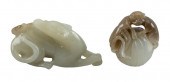 TWO CHINESE CARVED CELADON AND