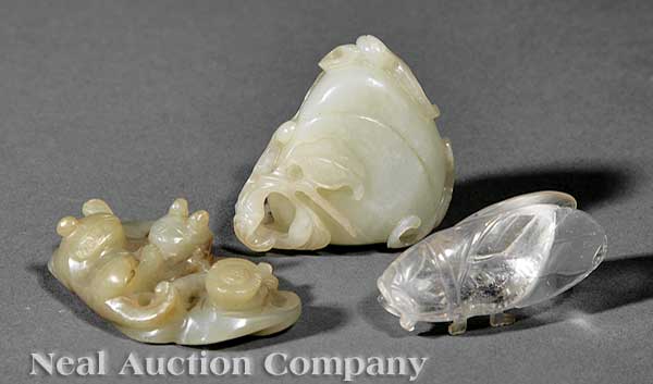 Two Chinese Carved Celadon Jade
