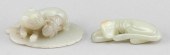 TWO CHINESE CARVED CELADON JAD