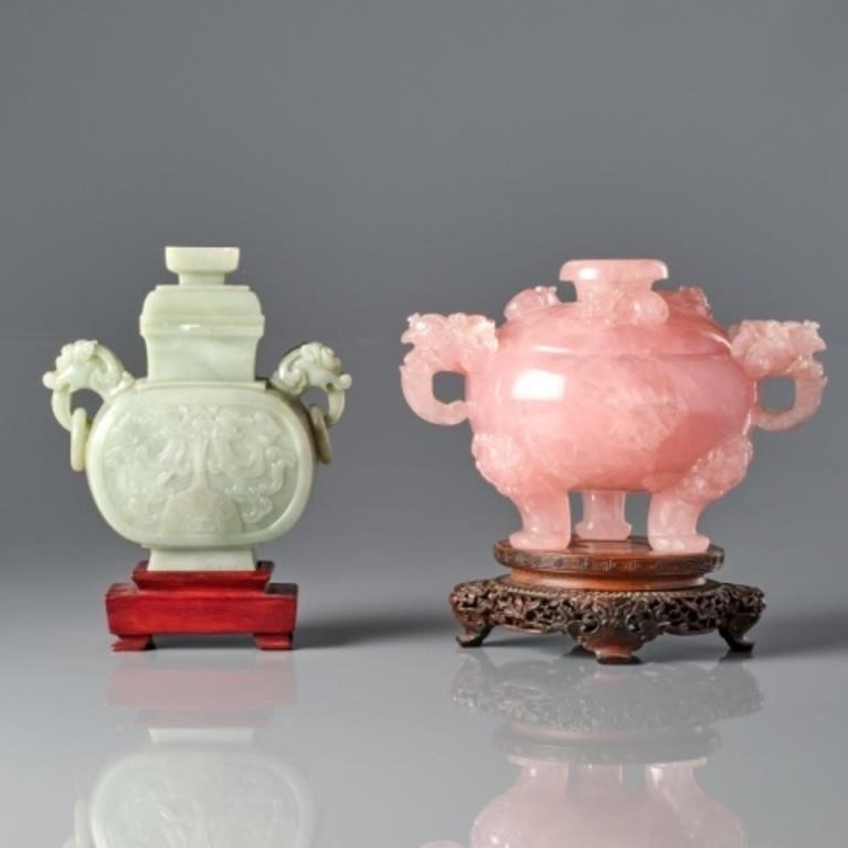 TWO CHINESE CARVED CENSERSMid /