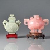 TWO CHINESE CARVED CENSERSMid