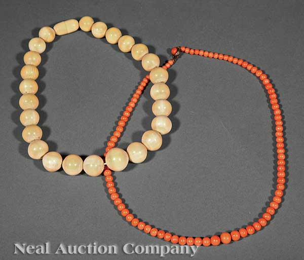 Two Chinese Carved Coral and