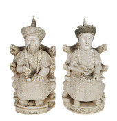 TWO CHINESE CARVED EMPERORS ON
