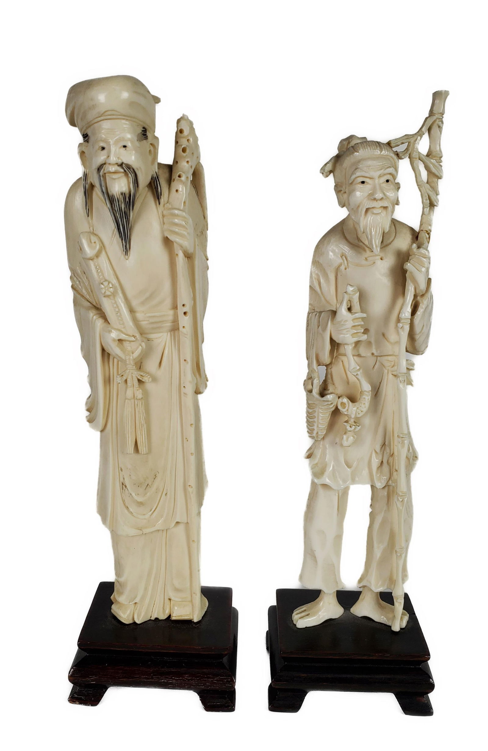TWO CHINESE CARVED FIGURES OF SAGES