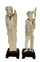 TWO CHINESE CARVED FIGURES OF