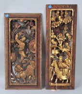 TWO CHINESE CARVED & GILT OPEN