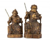 TWO CHINESE CARVED GILTWOOD "S