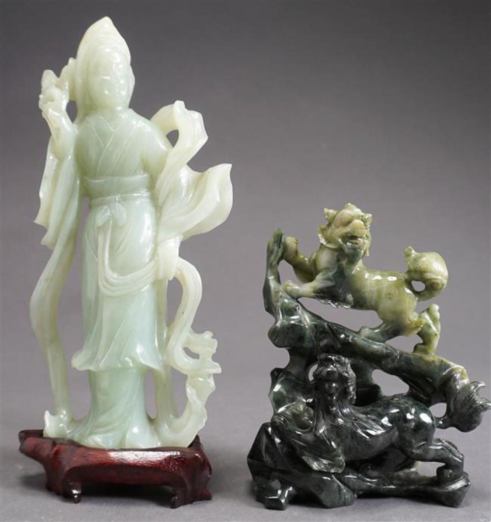 TWO CHINESE CARVED HARDSTONE