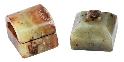 TWO CHINESE CARVED HARDSTONE